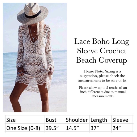 Boho Long Sleeve White Crochet Knit Hollow-Out Beach Coverup - Picture 15 of 15